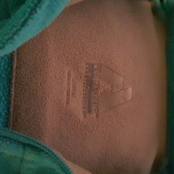 Eddie Bauer Ascent light Turquoise 1/4 zip Fleece Pullover with front pocket - Picture 3 of 4